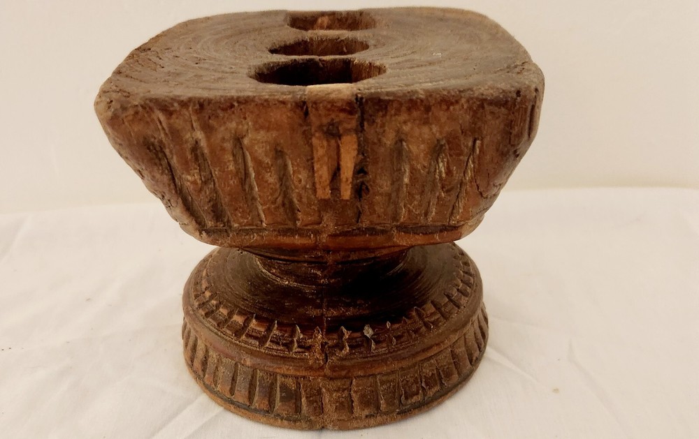 Primative Hand Carved Wooden Agricultural Seed Holder.  Rustic! 