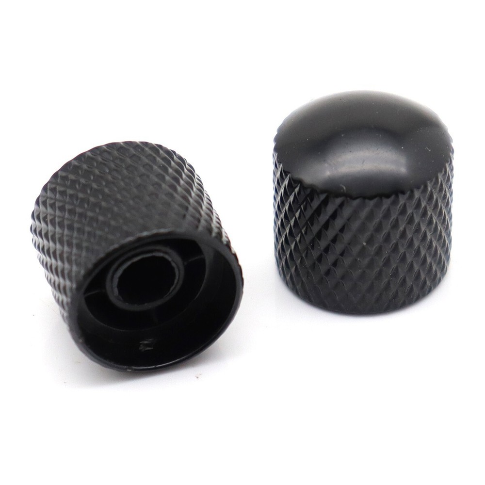 2x Metal Bass Knobs Guitar Knobs 18-spline Pots Push-in Control Knobs Black