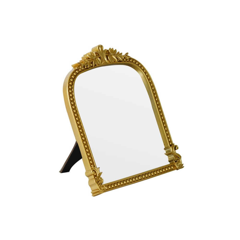 Gold Plastic Arched Makeup Mirror, Standing, Hanging or Wall Mount, Bathroom,...