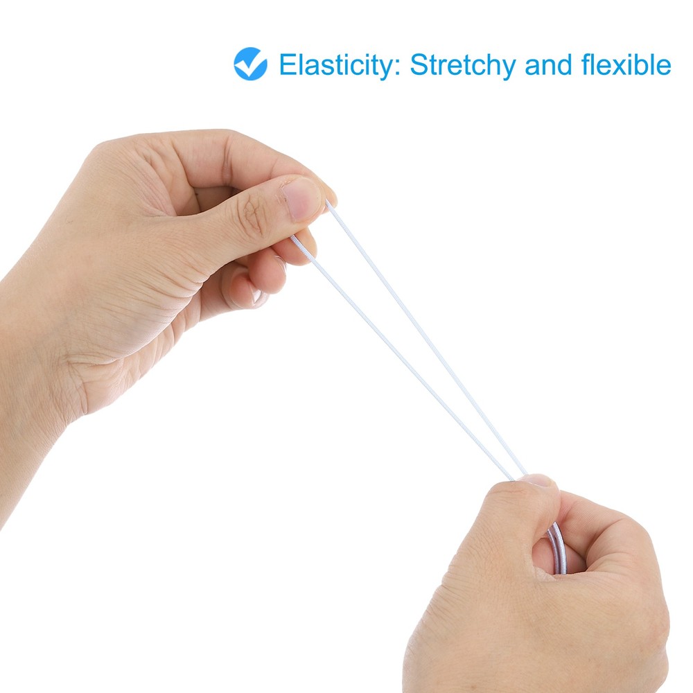 100Pcs 6" Elastic Barbed Cord 1.6mm Loop Stretch Round String White