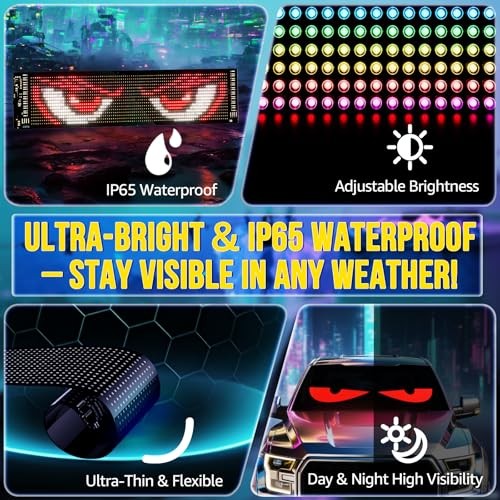 Devil Eyes Light 2PC for Windshield-23.42x4.72IN HCYHNB Programmable LED Eyes
