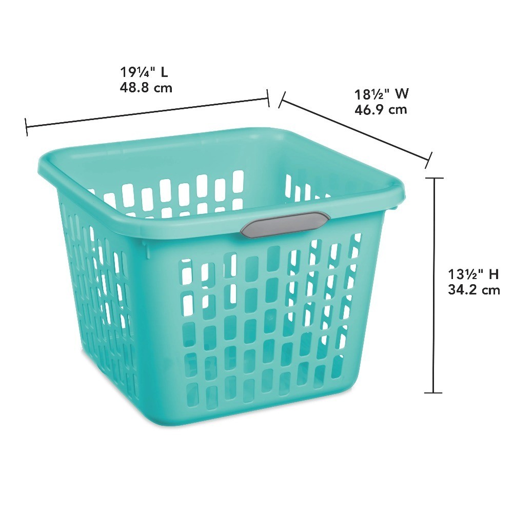 Large Plastic Laundry Basket with Handles Foldable Storage Hamper Teal