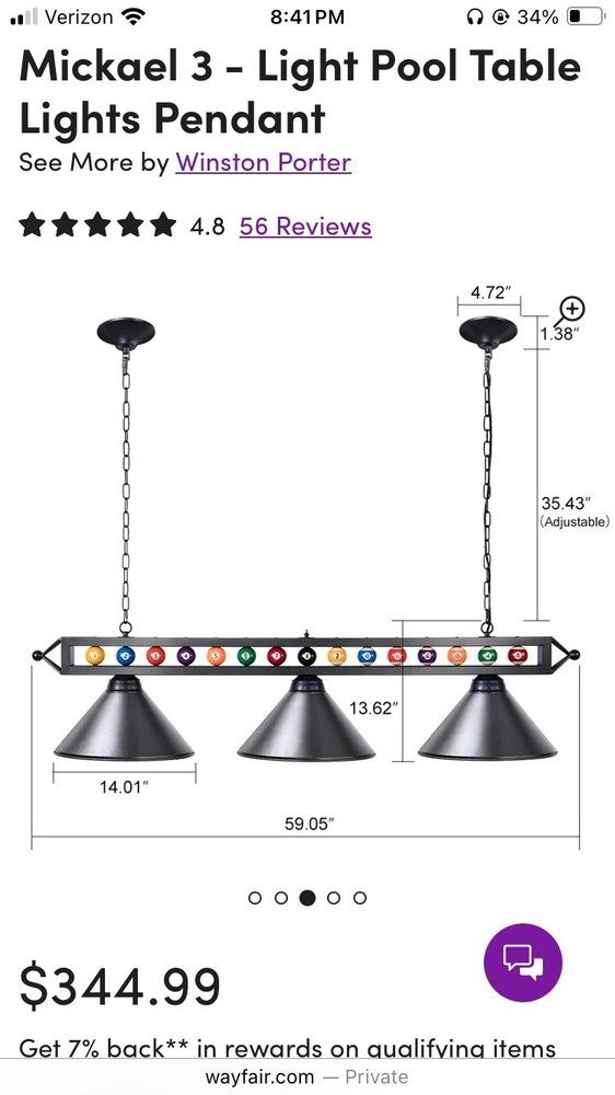 Mickael 3-Light Pool Table Lights