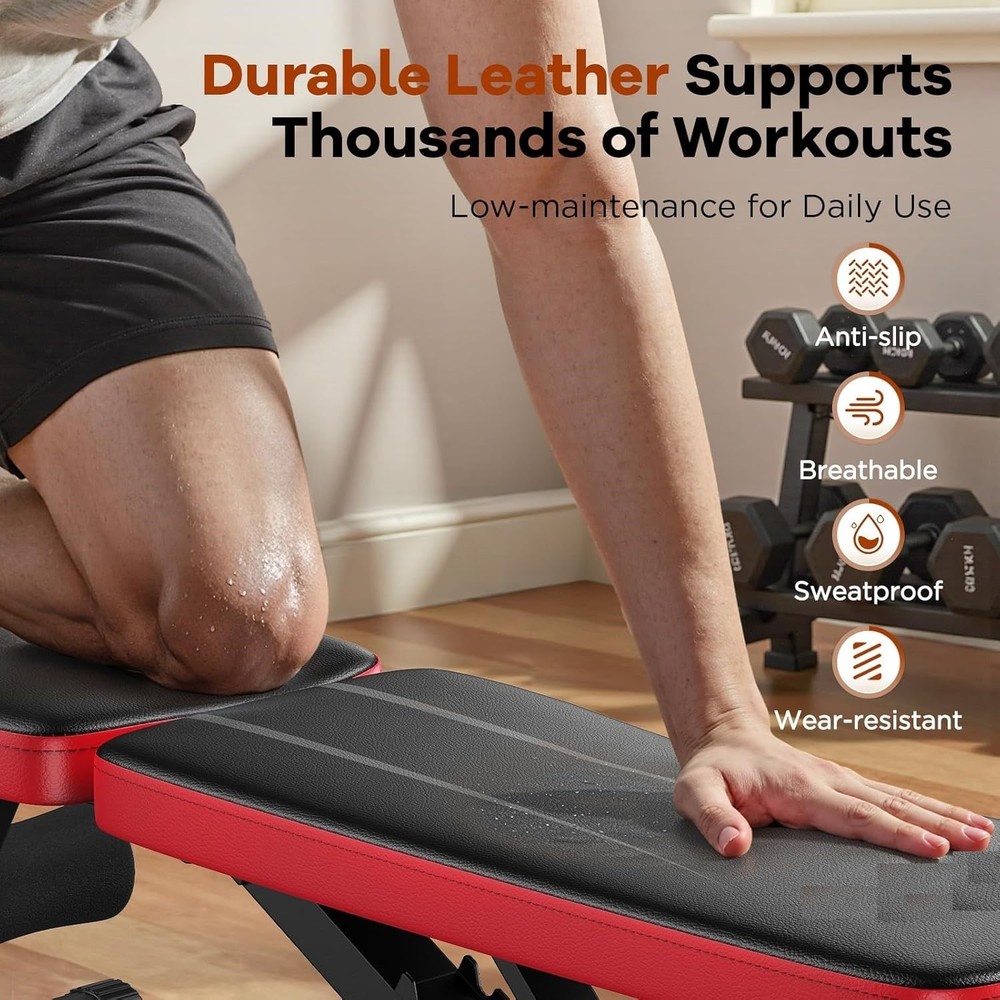 Adjustable Home Gym Weight Bench, 8 Backrests, 660 lbs Capacity, Foldable & Comp