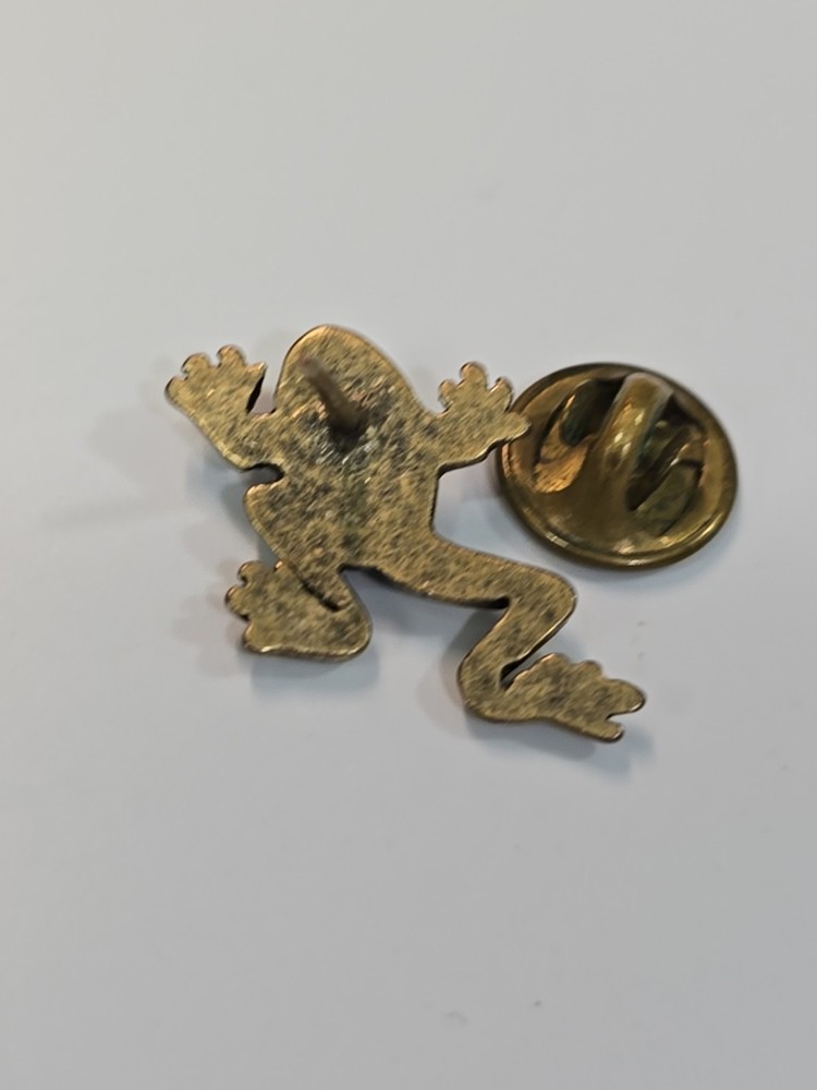 Frog Lapel Pin Textured Finish Bronze Color