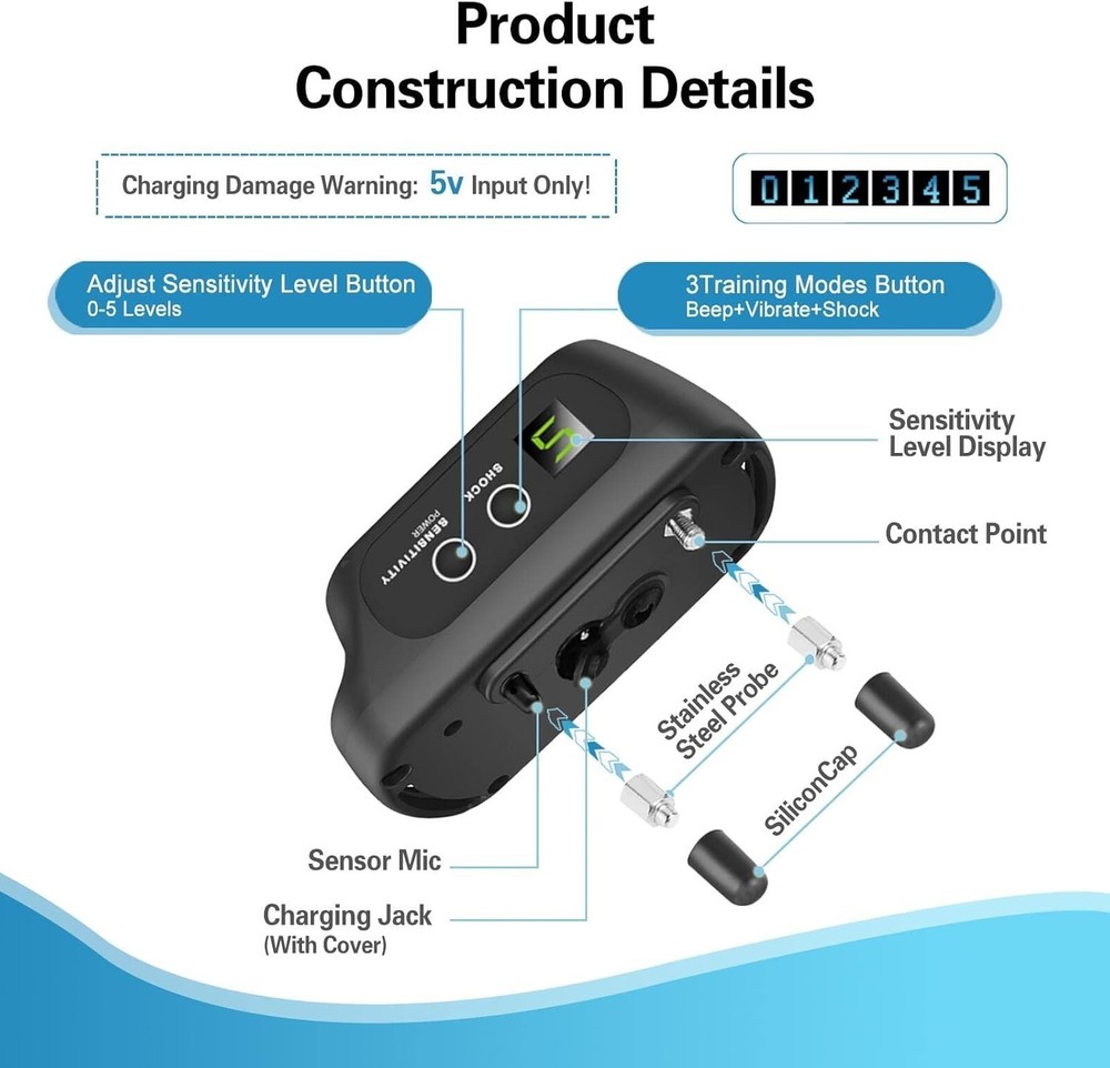 Small Medium Large Dogs Bark Collar - Beep Vibration Shock