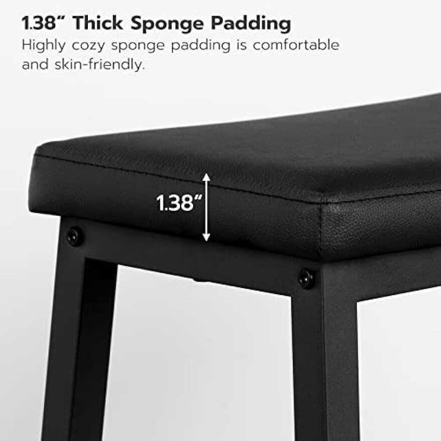Modern Bar Breakfast Stools PU Leather Upholstered Kitchen Dining Room 2 Sets US