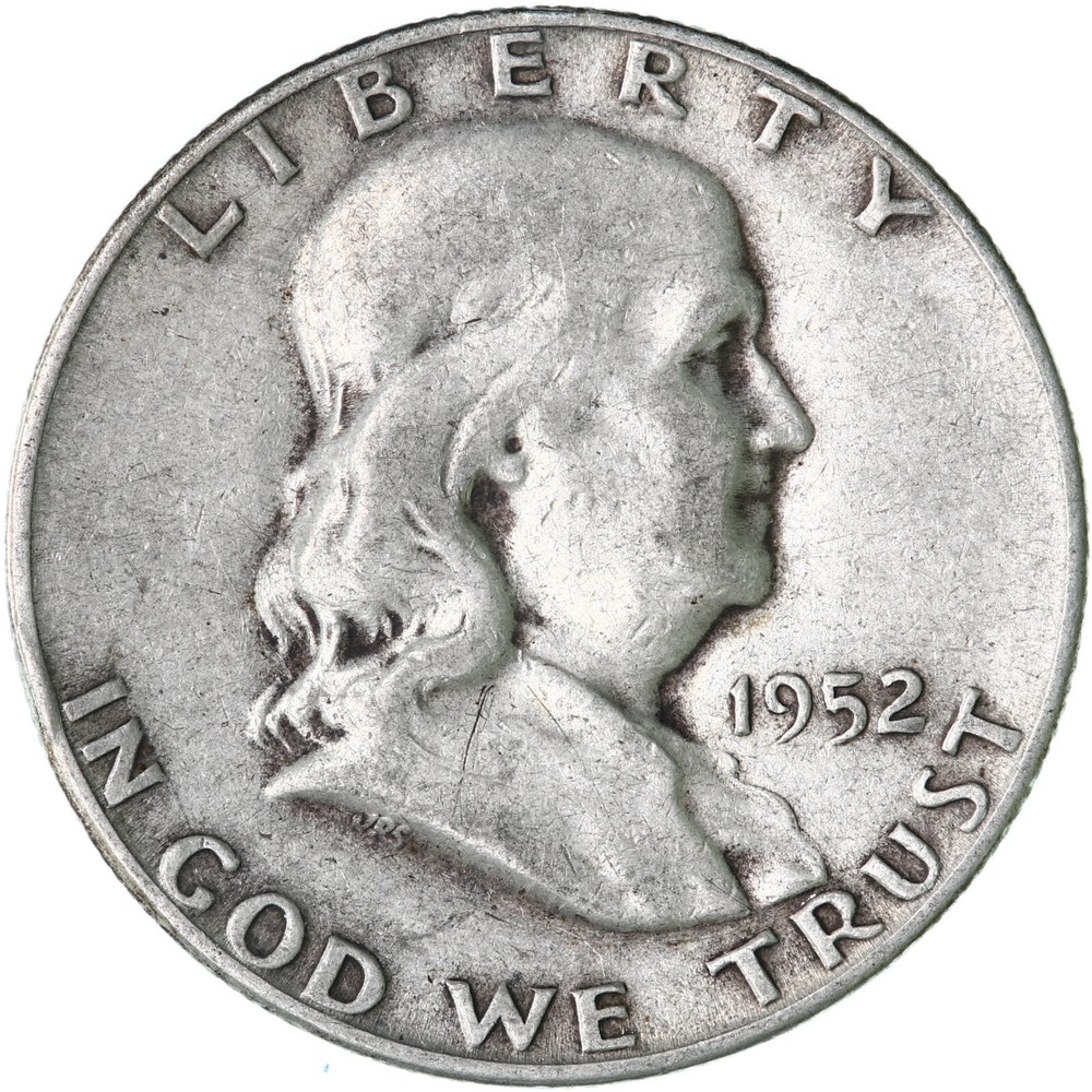 1952 S Franklin Half Dollar 90% Silver Fine FN