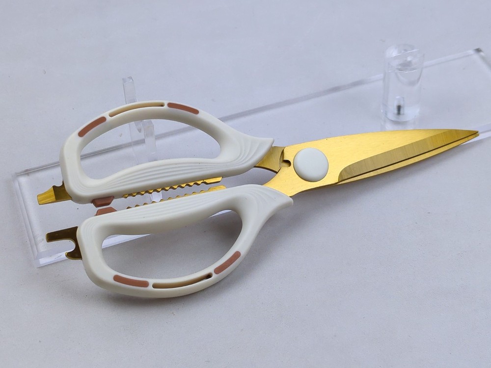 Multi-Function KITCHEN SCISSORS/SHEARS, Heavy Duty, JUMBO Size, WHITE & GOLD