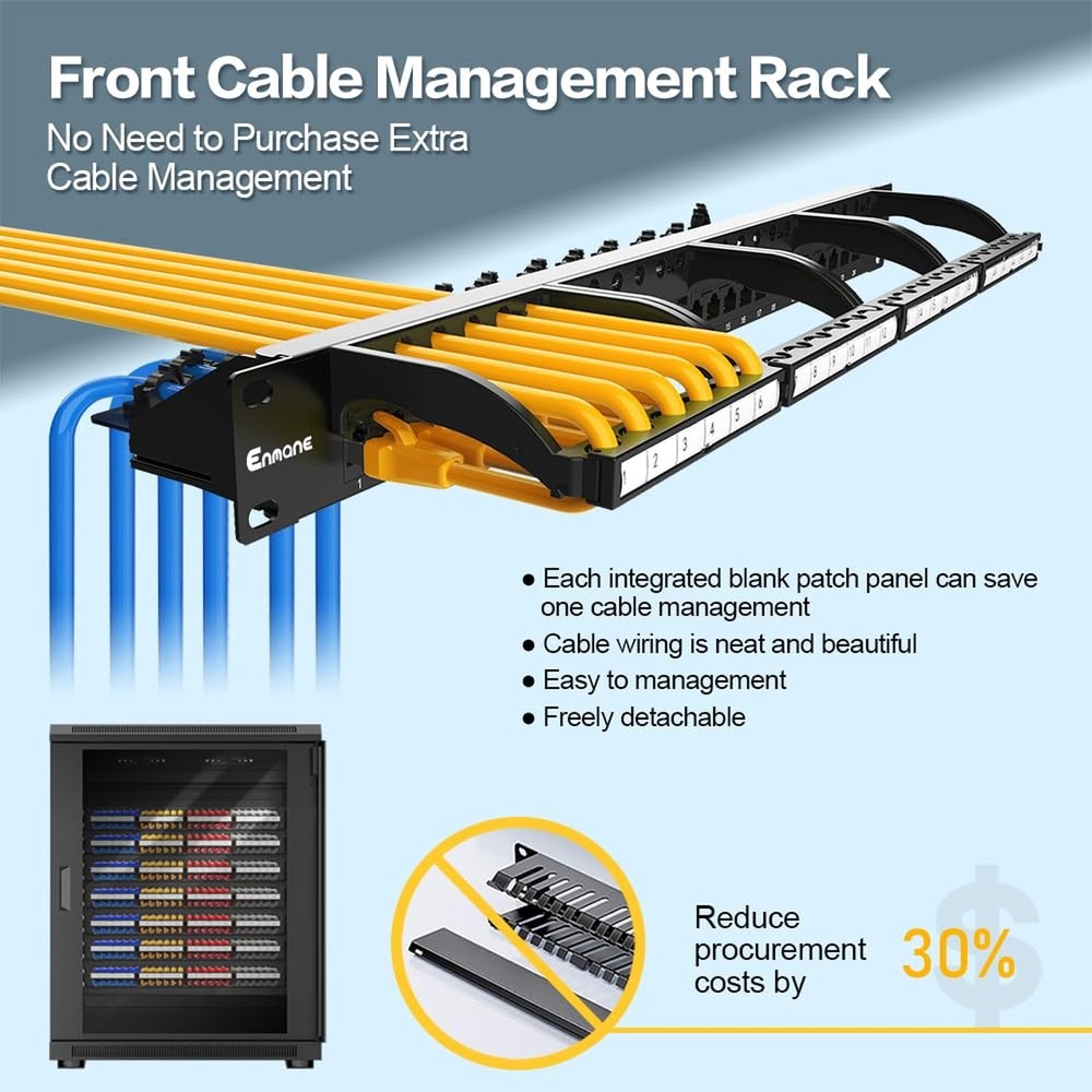 24 Port Patch Panel CAT6a (EC Listed) 1U 19" Rackmount RJ45 Patch Panel Punch...