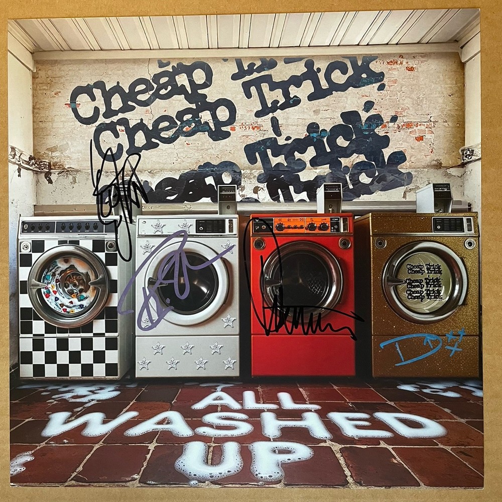 Cheap Trick All Washed Up SEALED LP w Signed Auto Insert Graphite Marble Vinyl