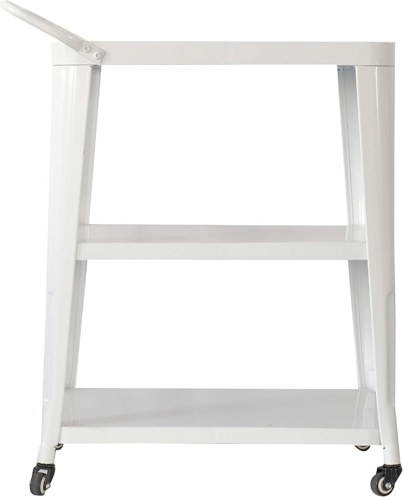 3-Tier Metal Rolling Cart Swivel Rollers Durable Utility Table Wheels with Han