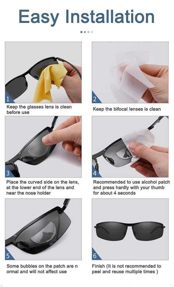 Stick-on Bifocal Reading Lenses Magnifying Reader Lenses for Sunglasses/Glasses