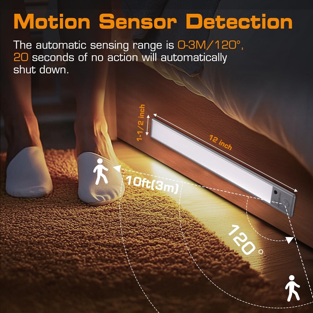 2 Pack 78LED Under Cabinet Lighting, Motion Sensor Light with Remote Control