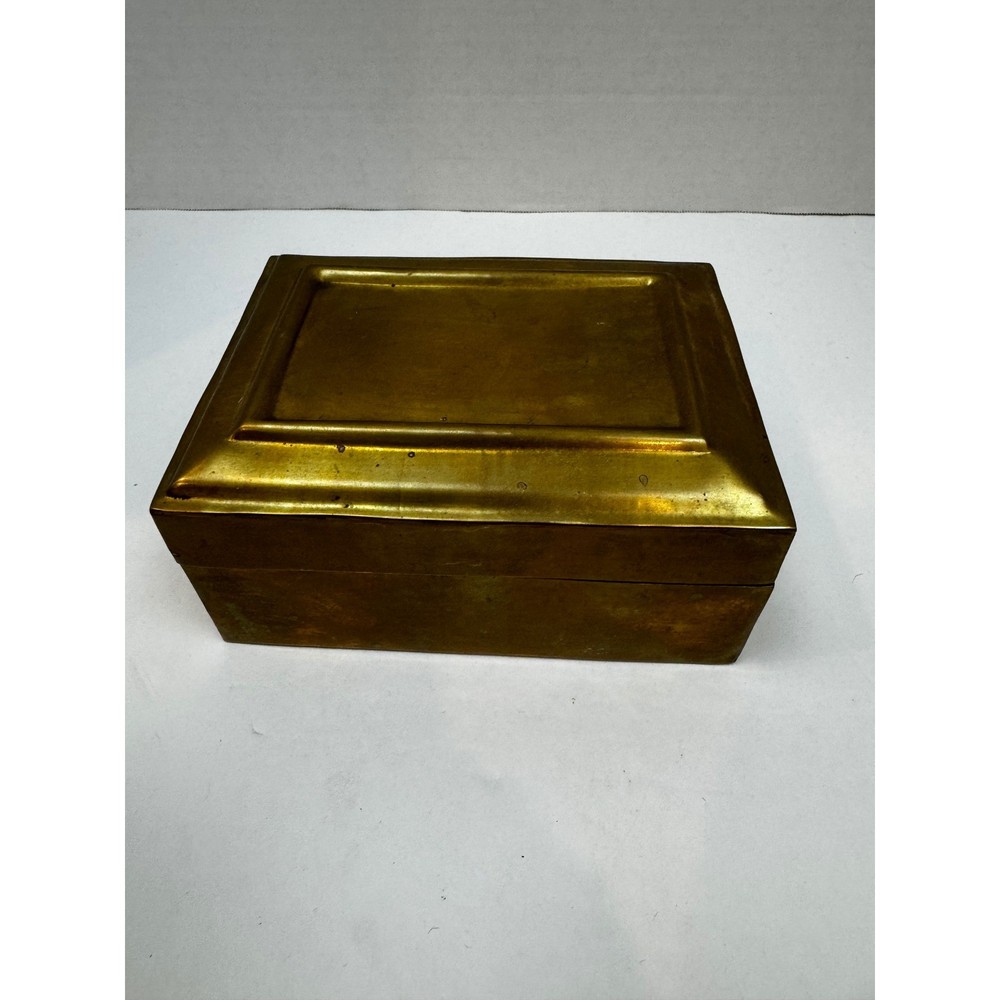 Vintage Solid Brass Hinged Decorative Box Rectangular Keepsake Trinket Chest