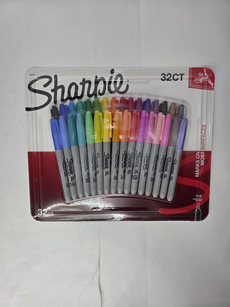 SHARPIE Permanent Markers ~ Fine Point ~ 32 Count (Multicolor) Pens ~ NEW
