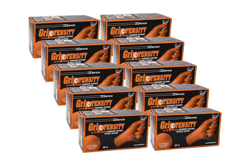 15000 Denco Orange GripTensity Commercial Grade Nitrile Gloves - DIAMOND - 8MIL