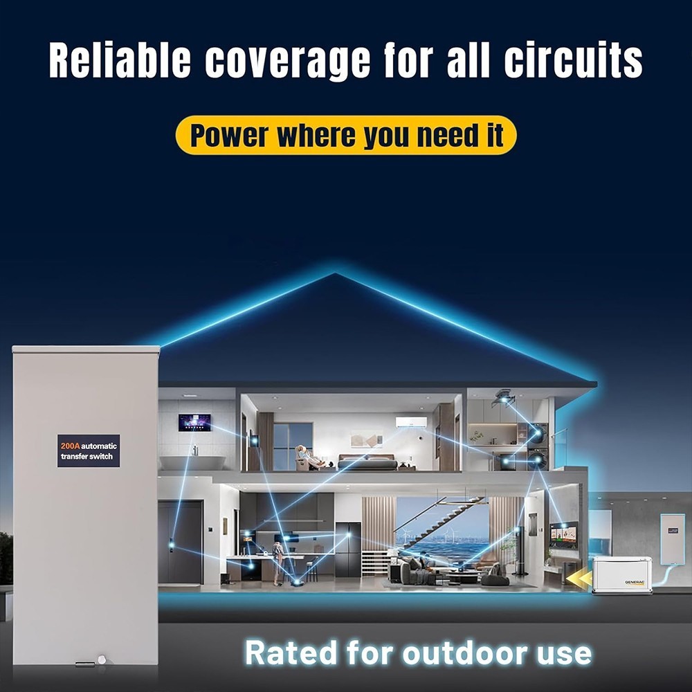 200 Amp Automatic Transfer Switch w/Power Management for Generac RXSW200A3