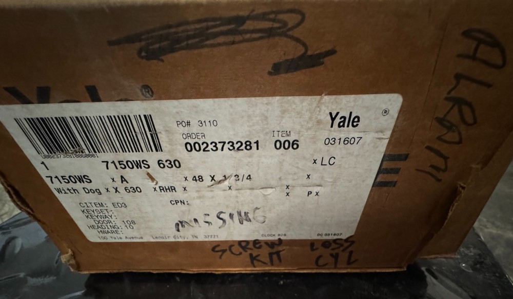 Yale Square Bolt Exit Device 7150WS 630 RHR 48"