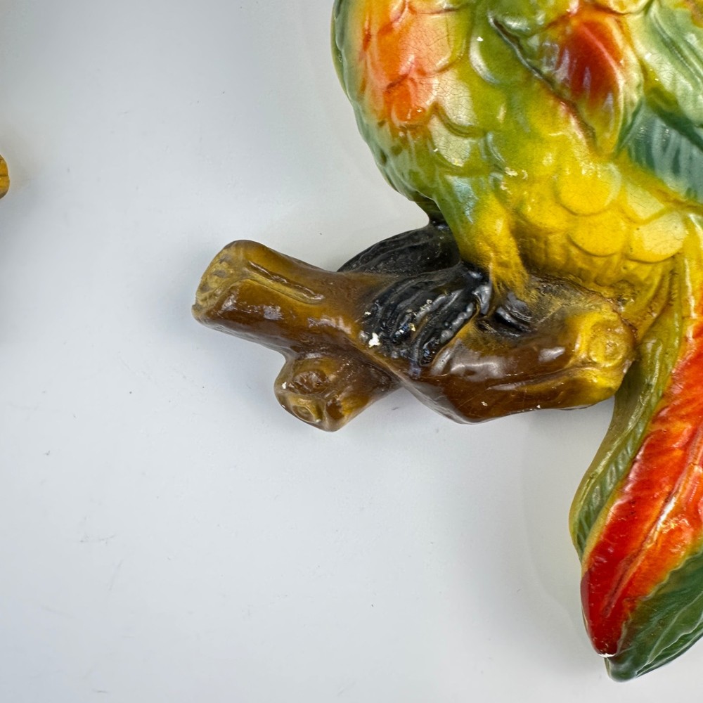 Mid-Century Chalkware Parrot Bird Wall Hanging
