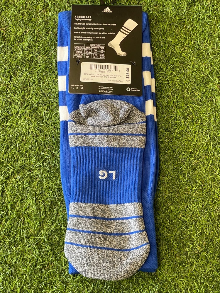 Adidas- Soccer Socks Blue/White/Grey Large