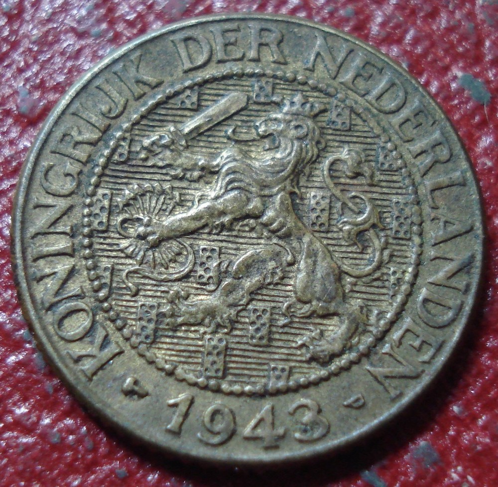 1943-P SURINAME 1 CENT IN EF CONDITION