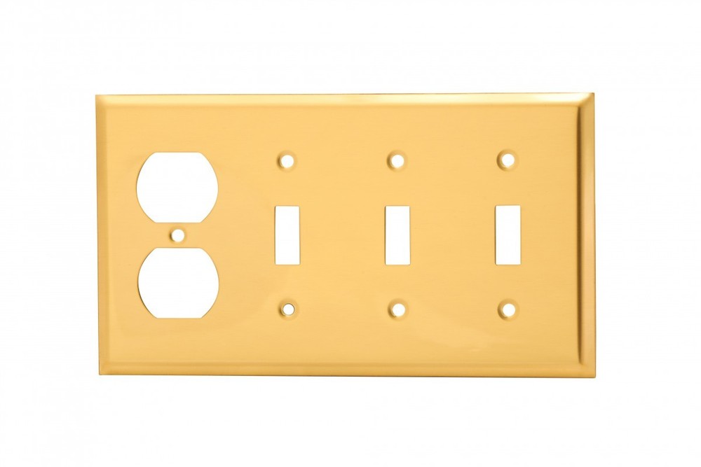 Switch Plate Bright Solid Brass Triple Toggle Outlet | Renovator's Supply