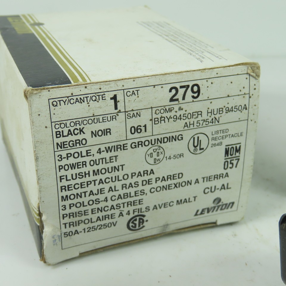 Leviton 279 50A 125/250V 3-Pole 4-Wire Grounding Power Outlets Lot of 2