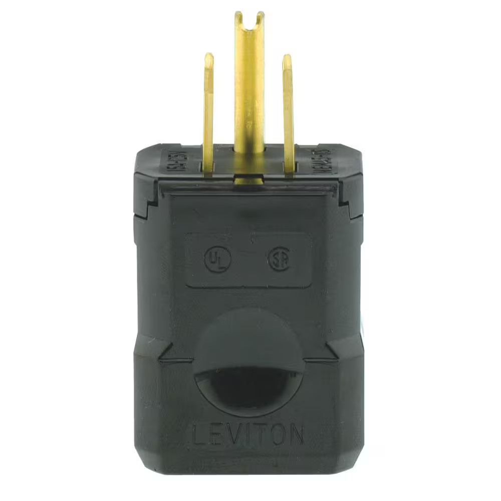 15 Amp 125-Volt Python Straight Blade Grounding Plug, Black 5256-VB