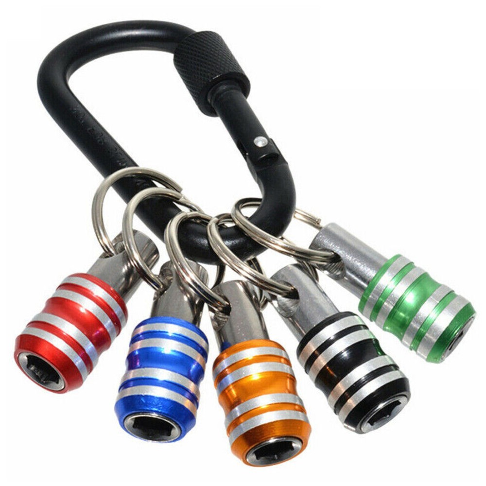 5Pcs 1/4" Hex Shank Quick Release Key Chain Screwdriver Bit Holder Bits Tools