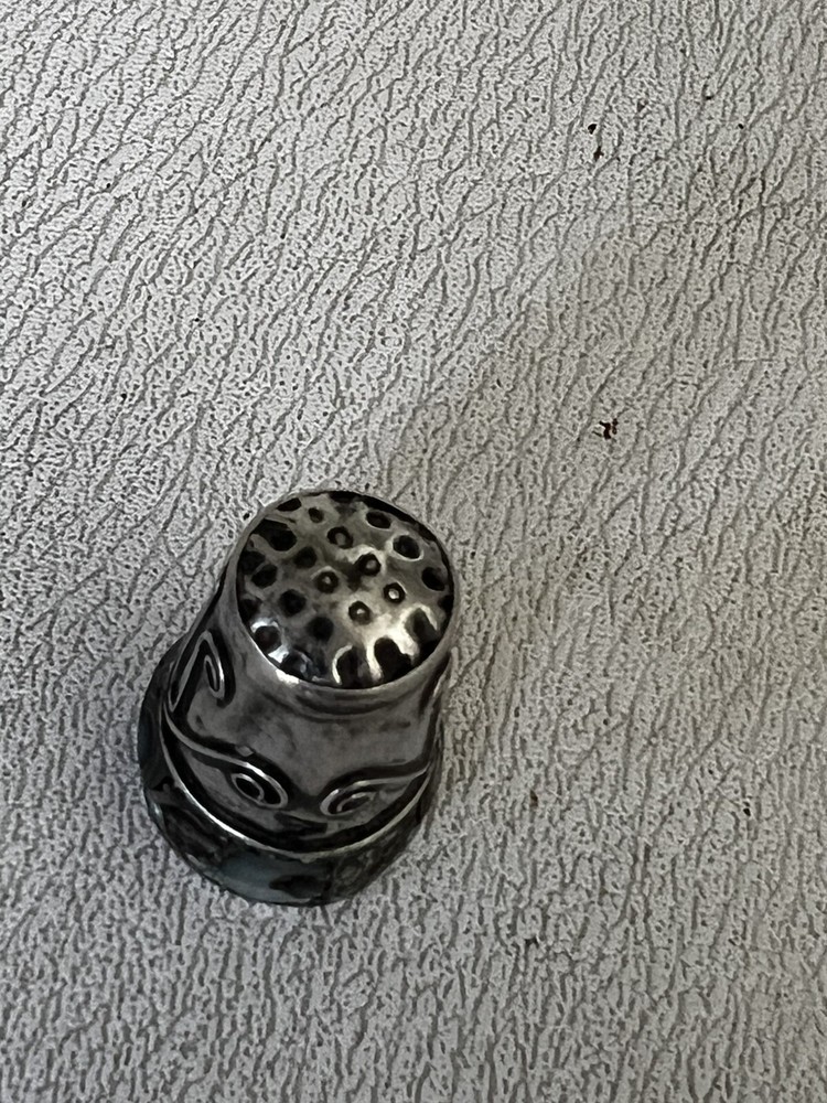 Vintage Sterling Silver Abalone Shell Inlay Mexico Thimble