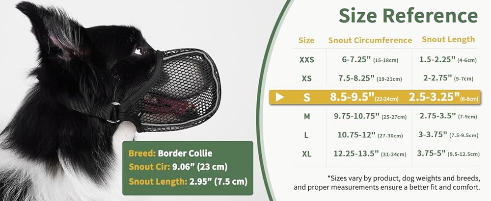 Dog Muzzle, Patented Mesh Muzzle with Panting Room for Lar