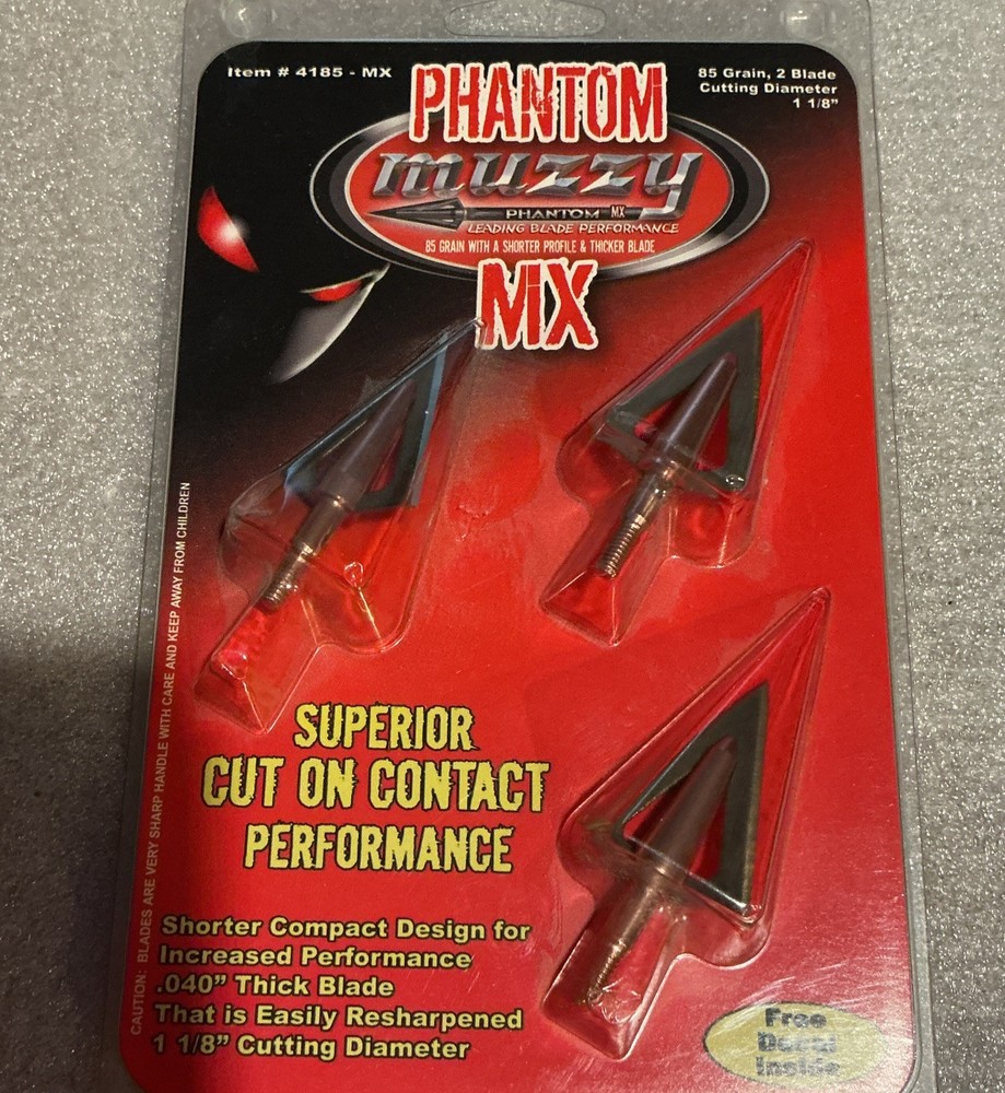 Muzzy Phantom MX 85 Grain 2 Blade Broadhead 1 1/8 Cut