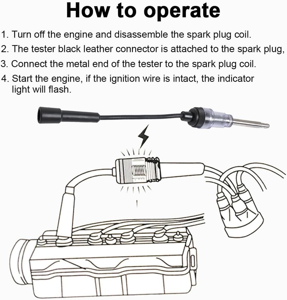 Spark Plug Tester Ignition System Engine In Line Auto Diagnostic Coil Test Tool