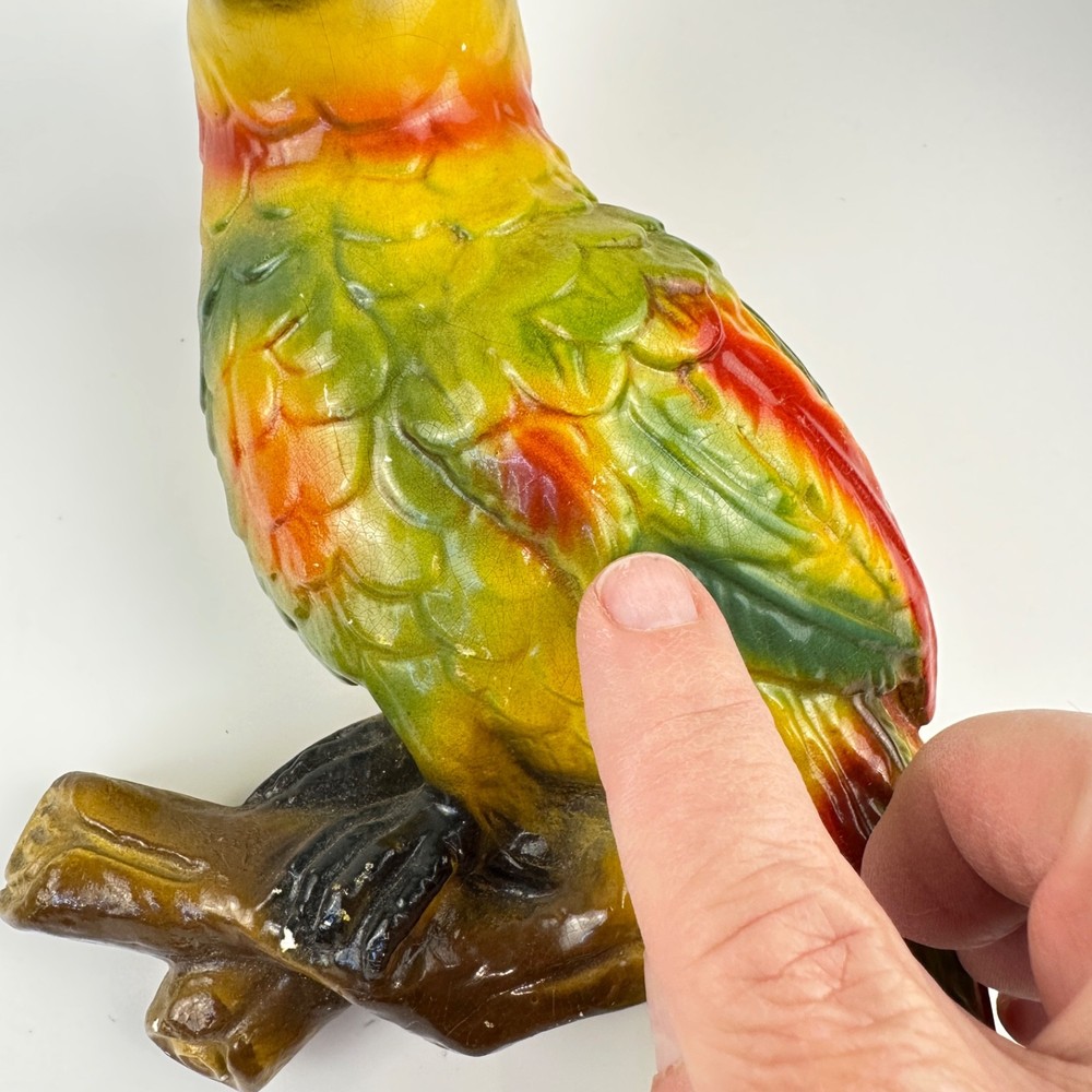 Mid-Century Chalkware Parrot Bird Wall Hanging