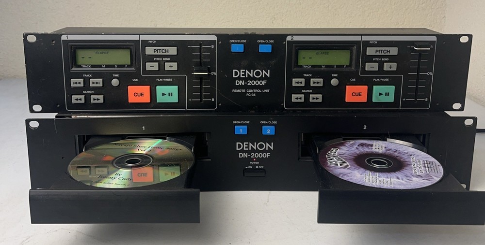 Denon DN-2000F Dual CD Player w/ RC-35 Remote Control Unit Rack Mount DJ Tested