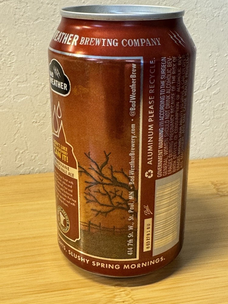 Bad Weather Windvane Red IPA - Empty Beer Can - Bottom Opened - 2019