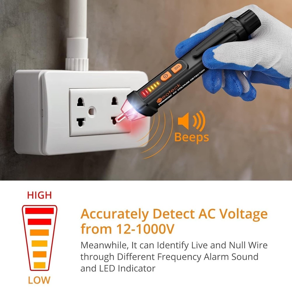 Versatile Non-Contact AC Voltage Tester Pen - 12-1000V with Flashlight Feature