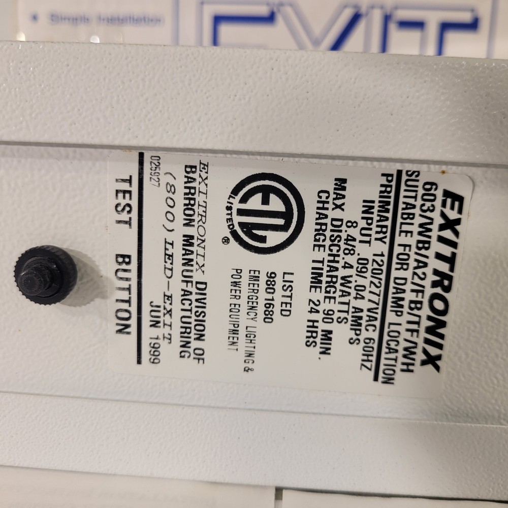 Exitronix 603/WB/A2/FB/TF/WH LED Exit Sign Suitable For Damp Locations