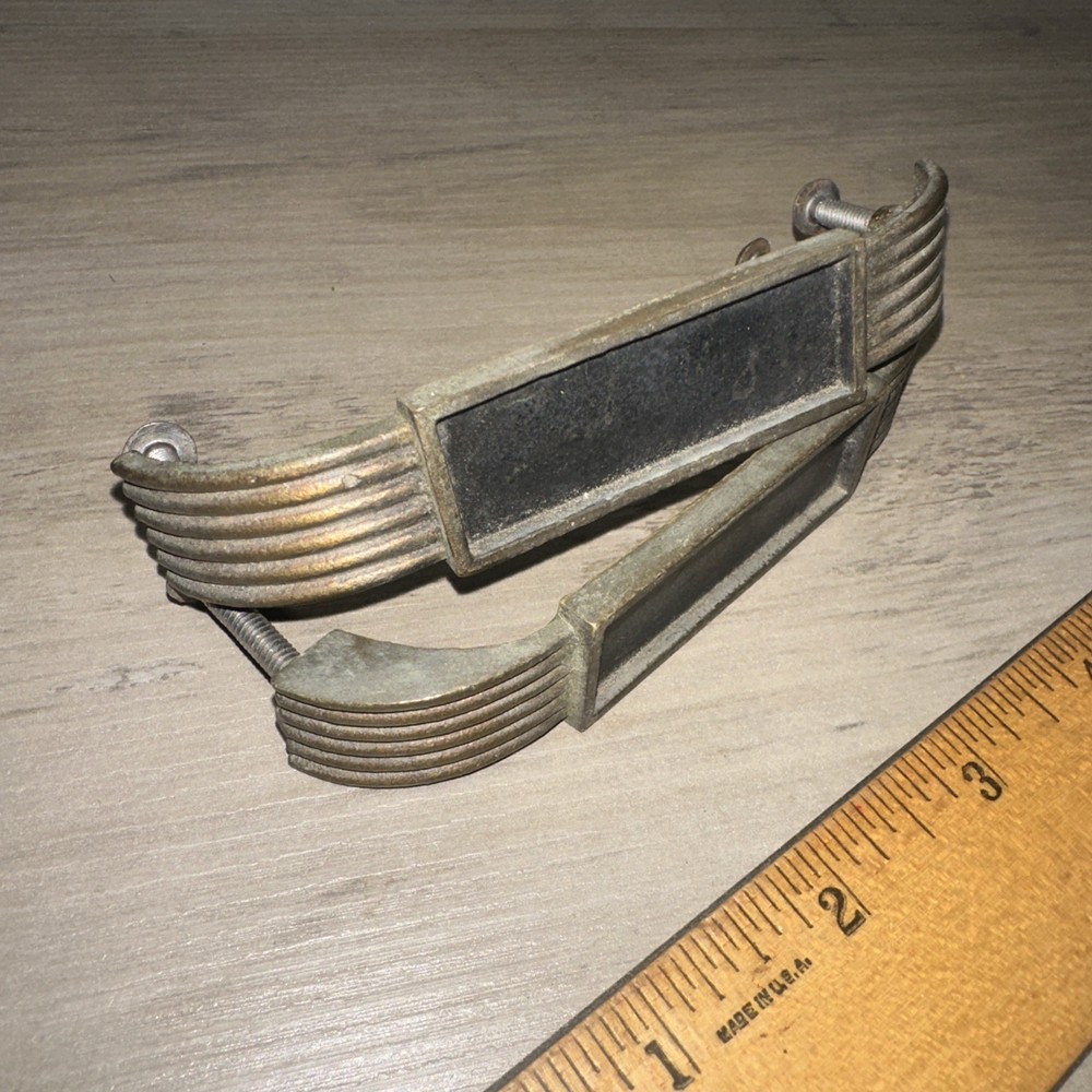 2 Brass Drawer Pulls Mid Century Vintage Pulls