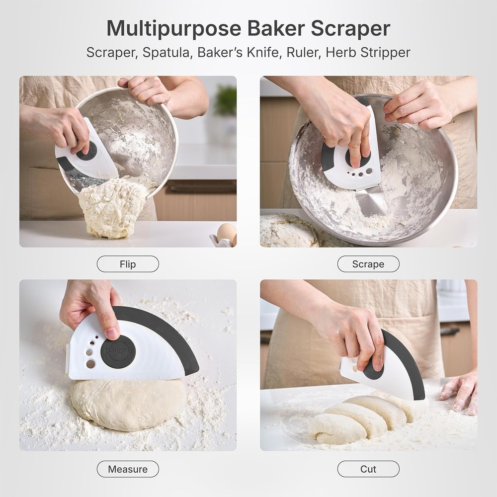 Bakerscraper – 5-In-1 Flexible Bowl Scraper, Bench Scraper and Dough Scraper