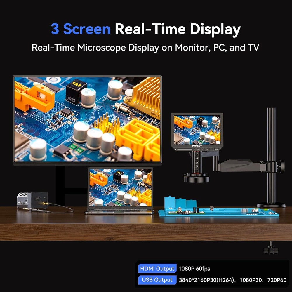TOMLOV 4K Autofocus Digital Microscope Coin View Magnifier Soldering Microscope