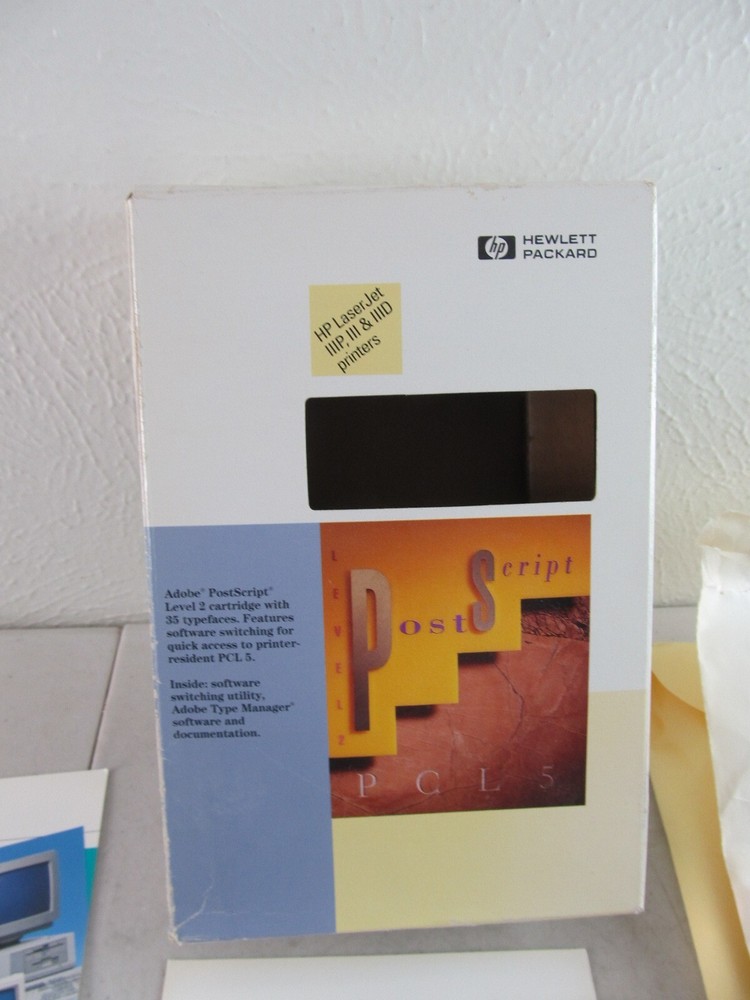 HP Post Script PCL5 Disks w/ Box, Manuals Vintage PC 1990s