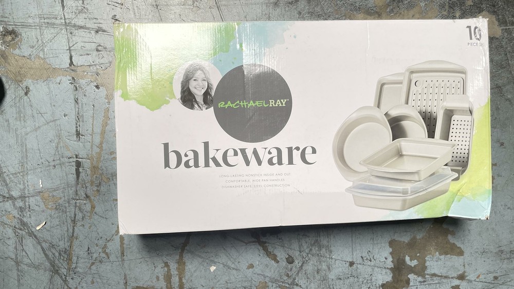 Rachael Ray Nonstick Bakeware Set without Grips includes Nonstick Bread Pan,