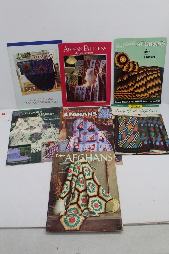 7 pc Lot Afghan Crochet Pattern Booklets