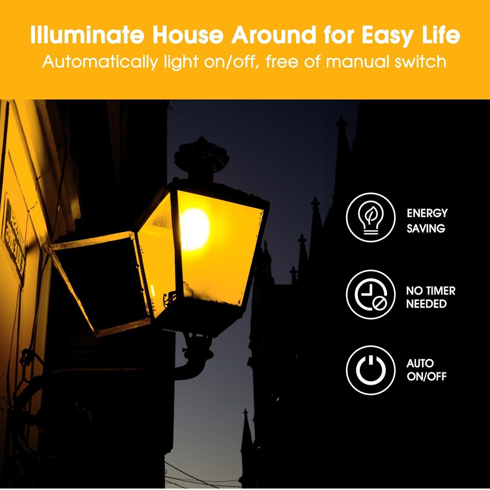 EvaStary Dusk to Dawn LED Yellow Bug Light Bulb, 2 Pack Dawn,