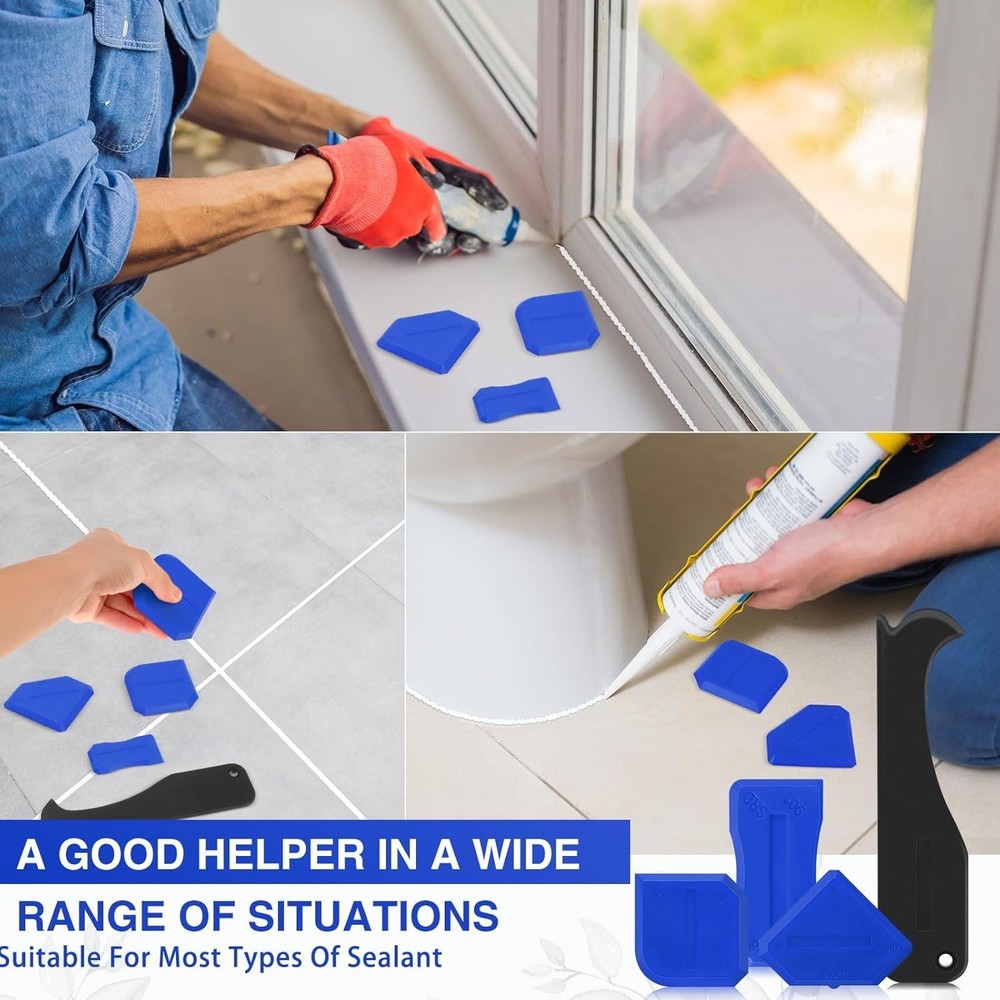 Versatile Caulking Tool Set for Kitchen and Bathroom with Reusable Design