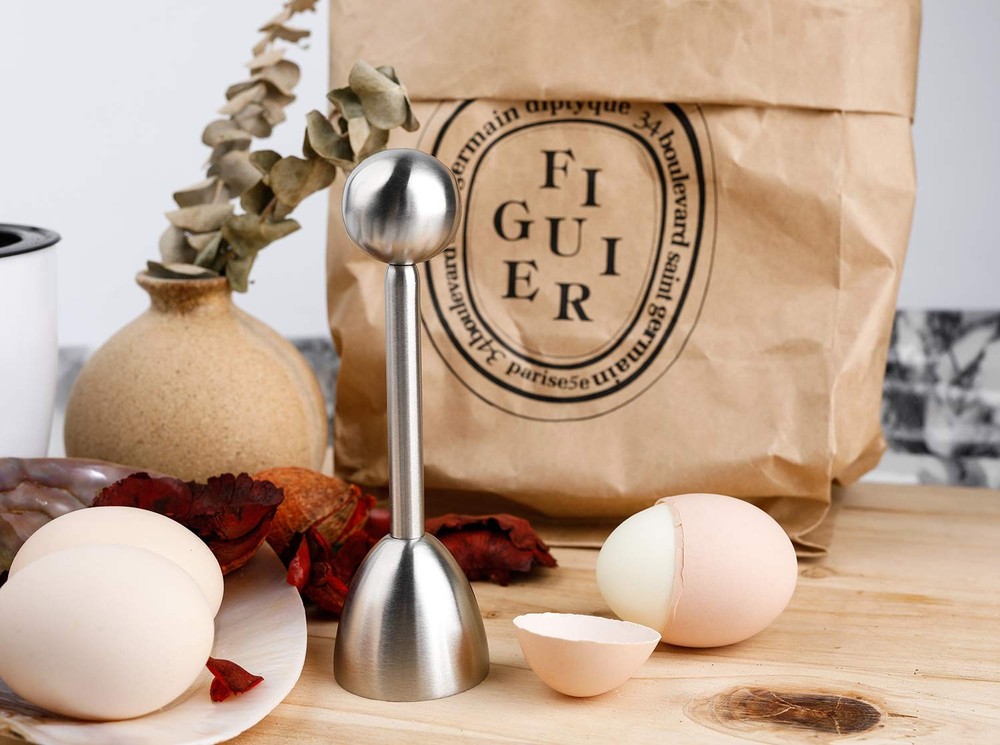 Egg Cracker Topper Cutter for Soft Boiled Eggs Stainless Steel Shell Silver