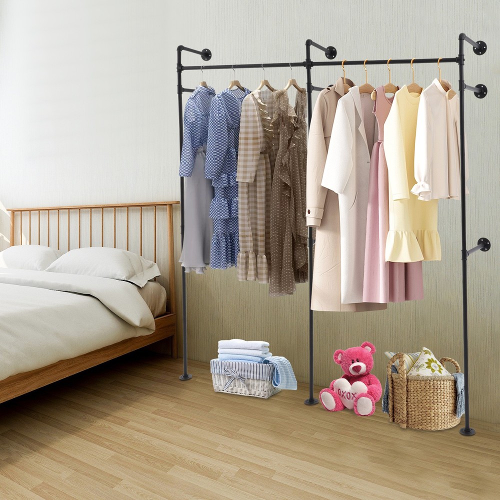 Wall-Mounted Clothing Rack, Industrial Style Heavy Duty Storage Solution