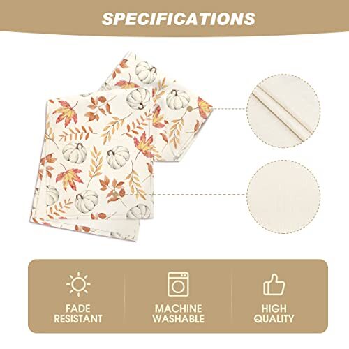 Pumpkins Fall Maple Leaves Fall Table Runner, 13" x 72", Table Runner Orange